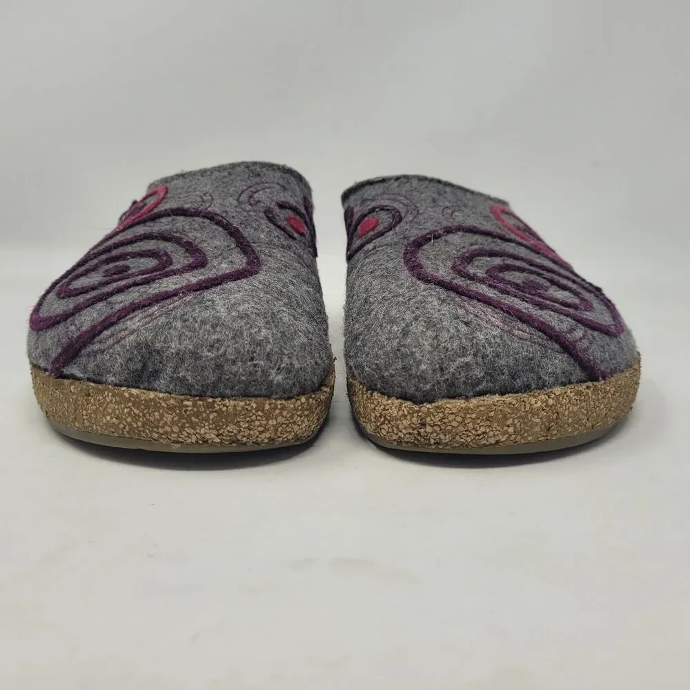 Haflinger Clogs EU40 US9 Gray Wool Felt Swing Swirls Geometric Slippers Slip On - Picture 3 of 11